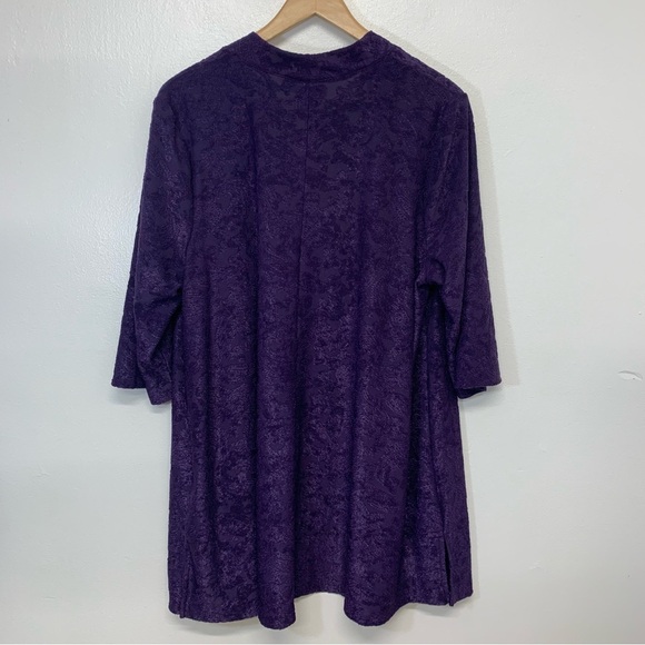 Catherines Anywear Cardigan 1X 18/20  Purple Open Stretch 3/4‎ Sleeve Lagenlook - Picture 5 of 9